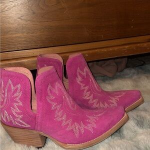 Pink Suede Ariat Dixon Boots